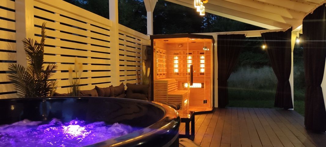 Domek pod Karpaczem balia z jacuzzi i  sauna