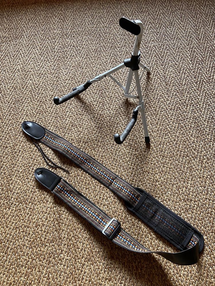 Suporte + correia ajustável para guitarra