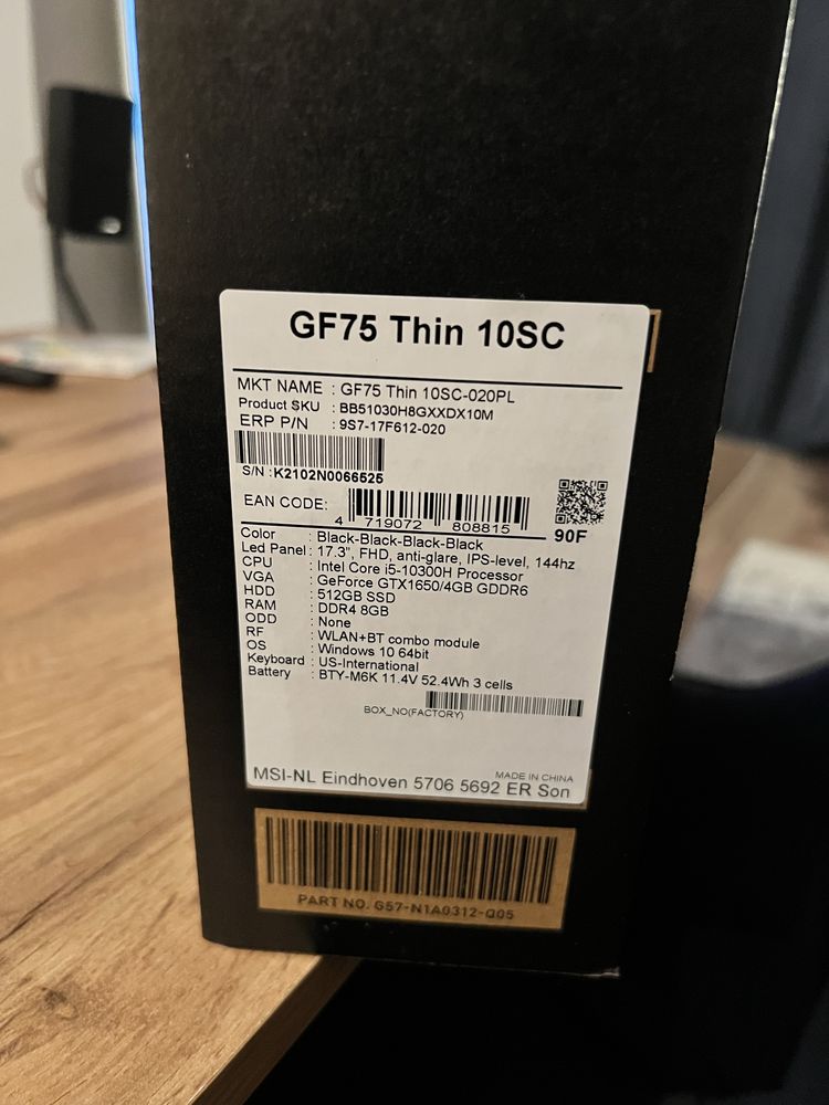Laptop MSI GF75 Thin 10 SC