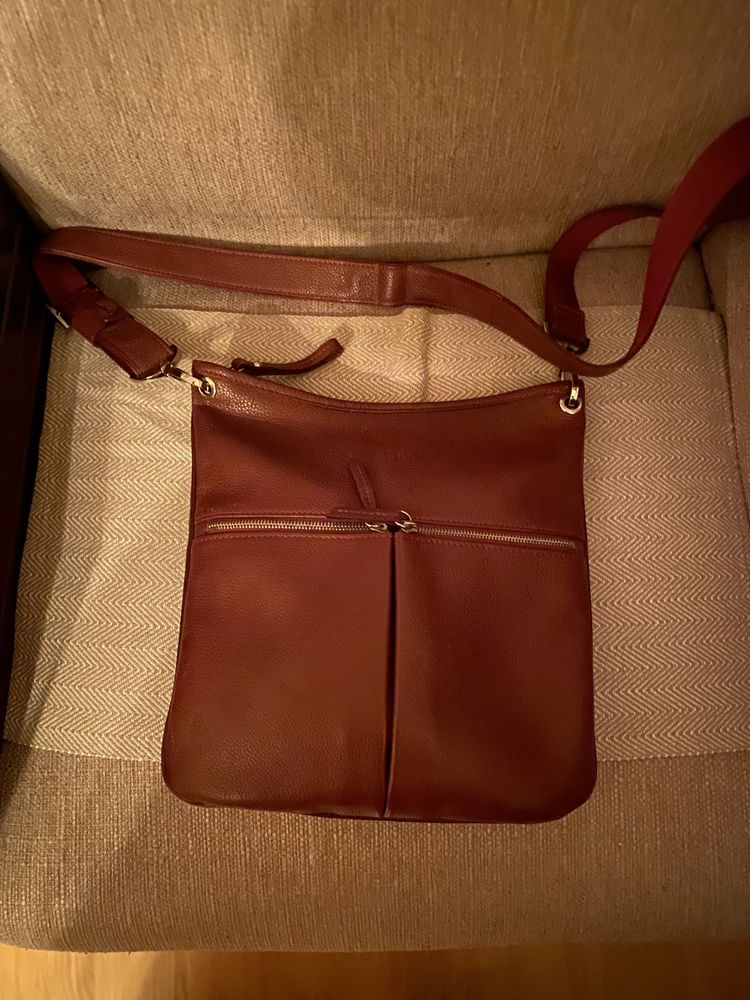Кожаная сумка, кроссбоди Longchamp, оригинал!