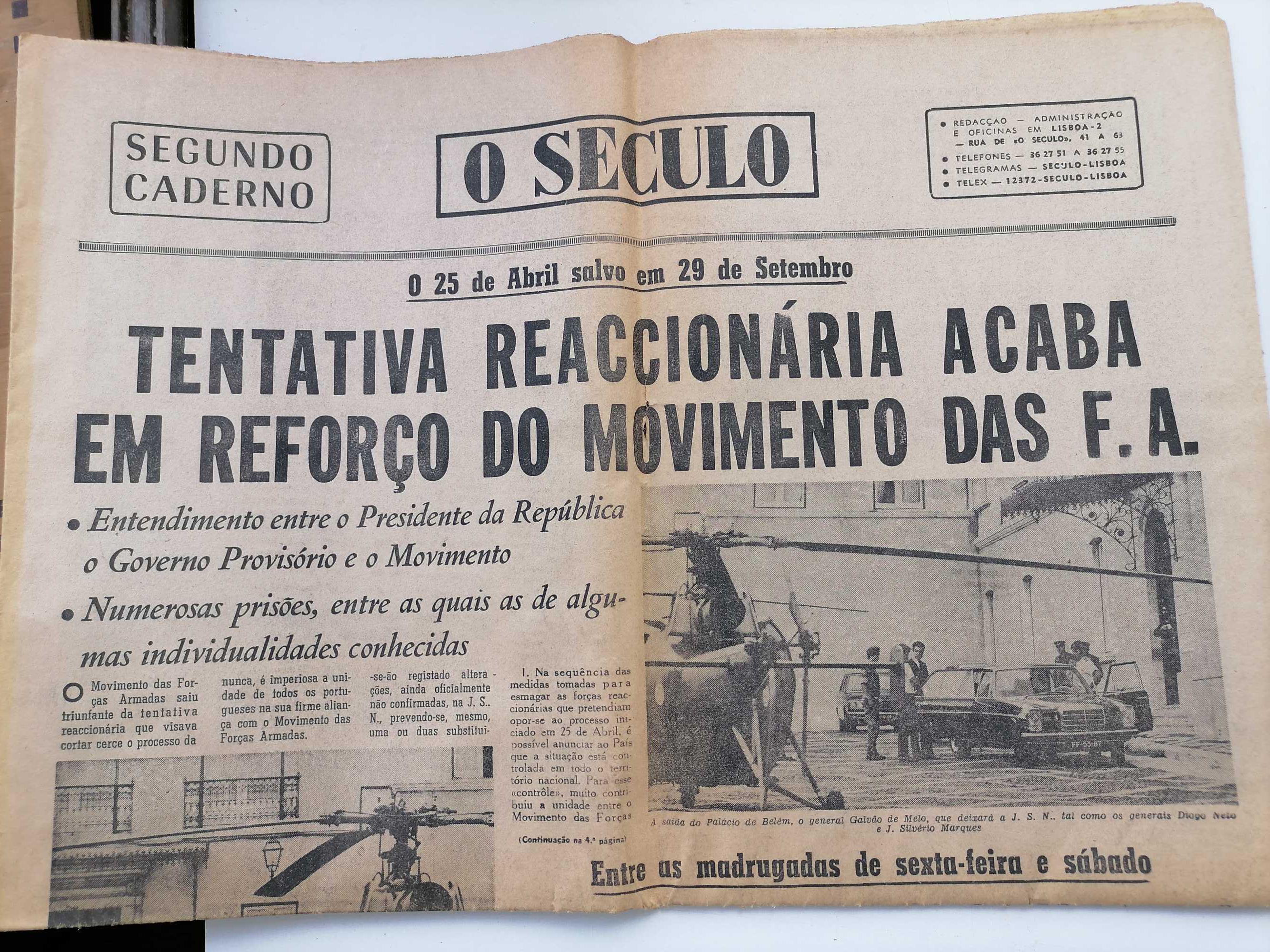 M.F.A. O 25 de Abril Salvo - Tentativa Reaccionária Abortada 29/9/1974