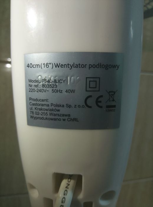 Wentylator podłogowy Castorama średnica 40 cm