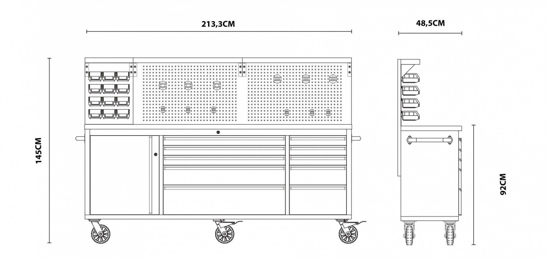 Bancada Carro de Trabalho KROFTOOLS 84" 11 Compartimentos