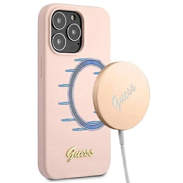 Etui Guess Silicone Script Gold Logo MagSafe na iPhone 13 Pro Max - ja
