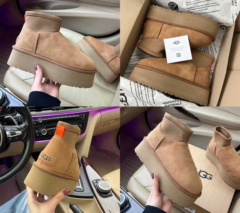 Женские сапоги UGG Classic Mini Dipper Chestnut 36-41 Натур Замша! Топ