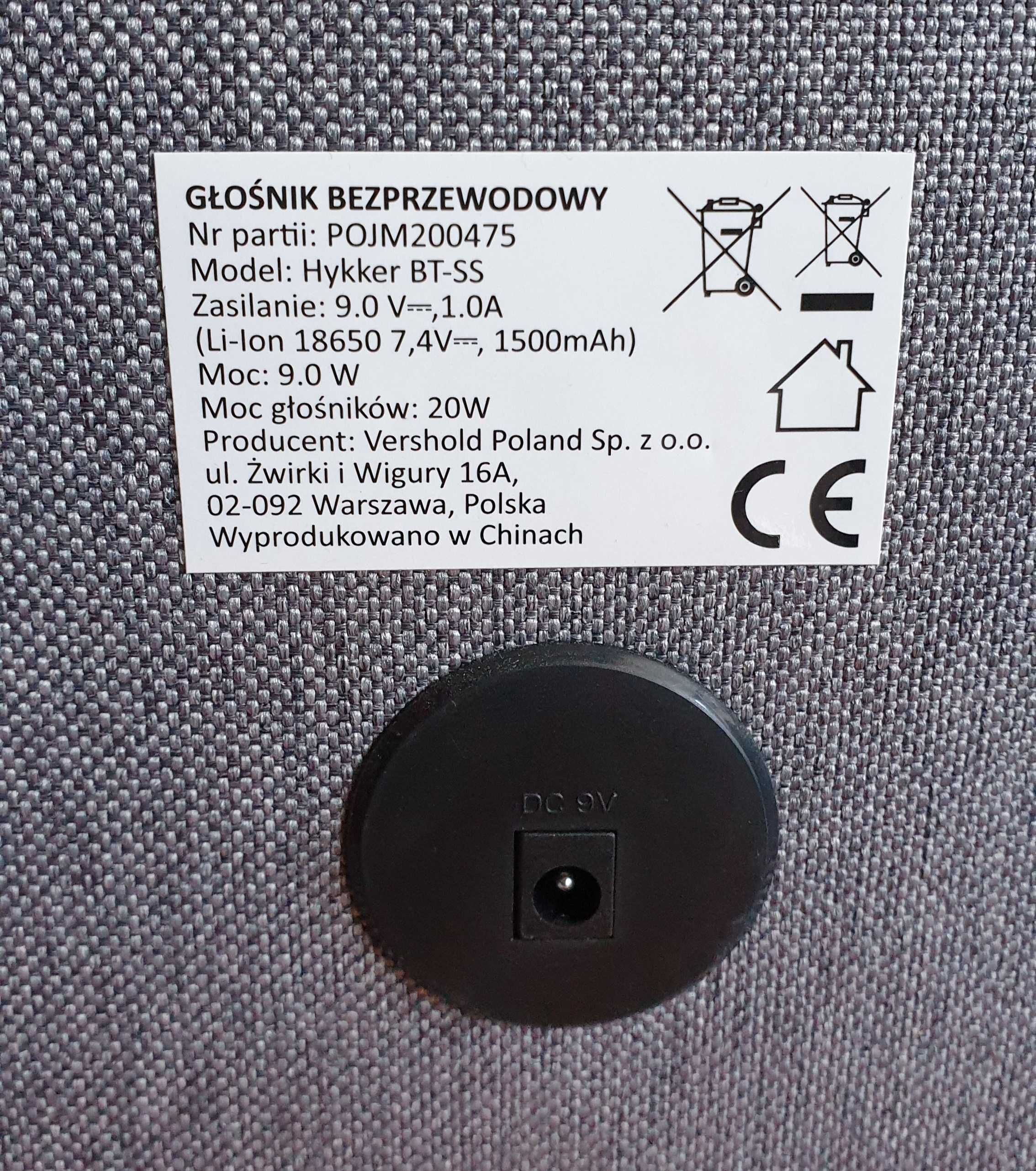HYKKER BT-TS - głośnik bezprzewodowy bluetooth - 20W - NOWY !!!