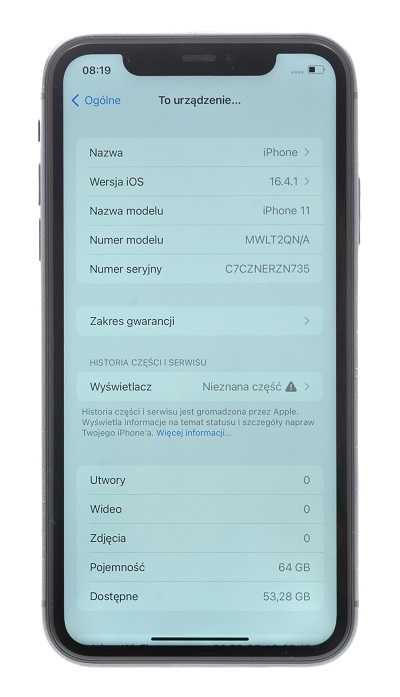 Smartfon Apple iPhone 11 4/64 GB 4G (LTE) czarny nowa bateria