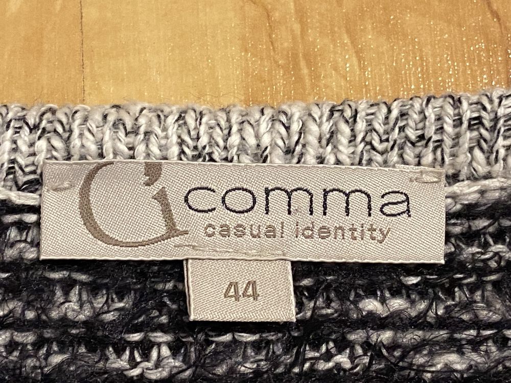 Comma 44 damski sweter kardigan „włochaty” czarno szary Vintage miękki