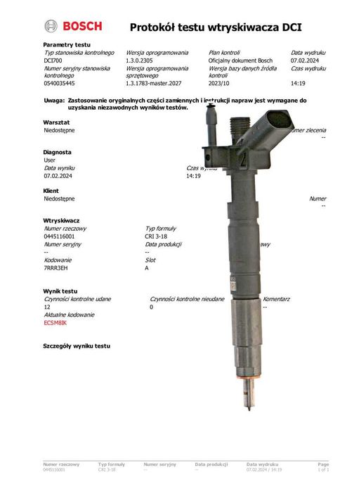 Wtryskiwacze KOMPLET 4 SZT 0445.116.001 2.0D 1353.779.7877 N47 177KM