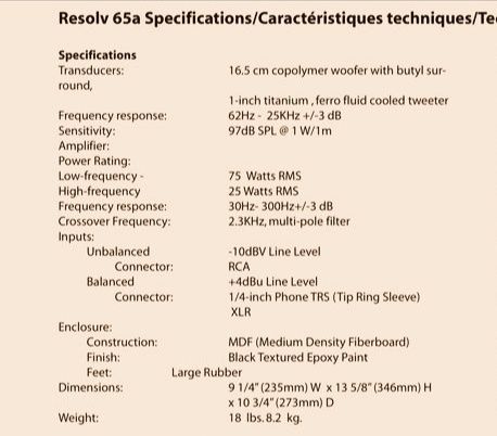 Студійні монітори Samson Resolv 65a