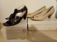 Cieliste buty na obcasie Bata 37+czarne sandały na obcasie Janet D. 36