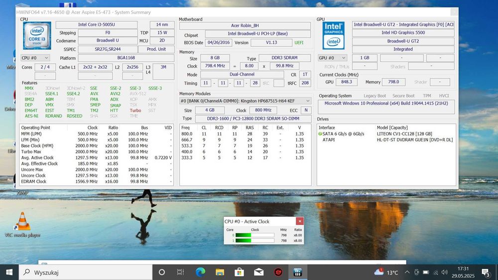 ACER Aspire IntelCore i3/8GbDDR/SSD128/NowaBateria