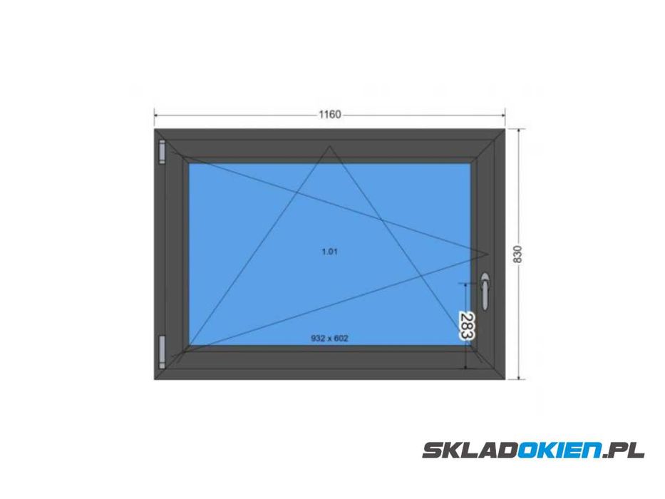 Okno 116 x 83 (120 x 90) Jednoskrzydłowe Antracyt - SKLADOKIEN.PL