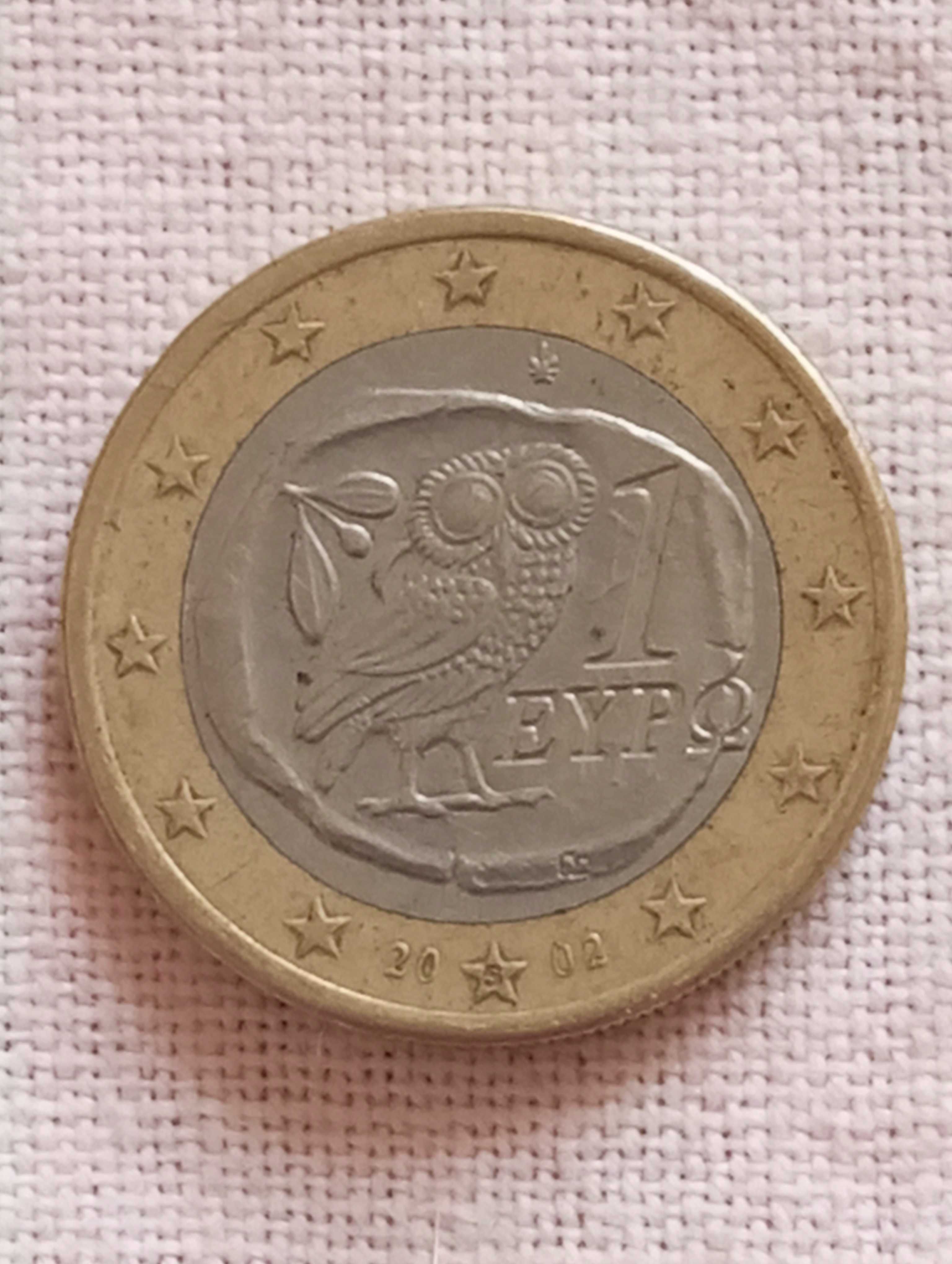 Монета 1 евро 2002  (Греция, сова)