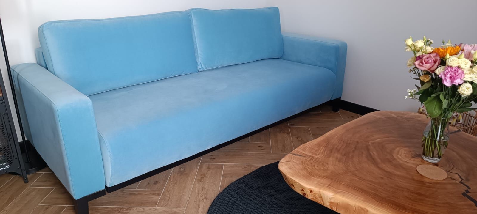 Sofa rozkładana błękitna loft