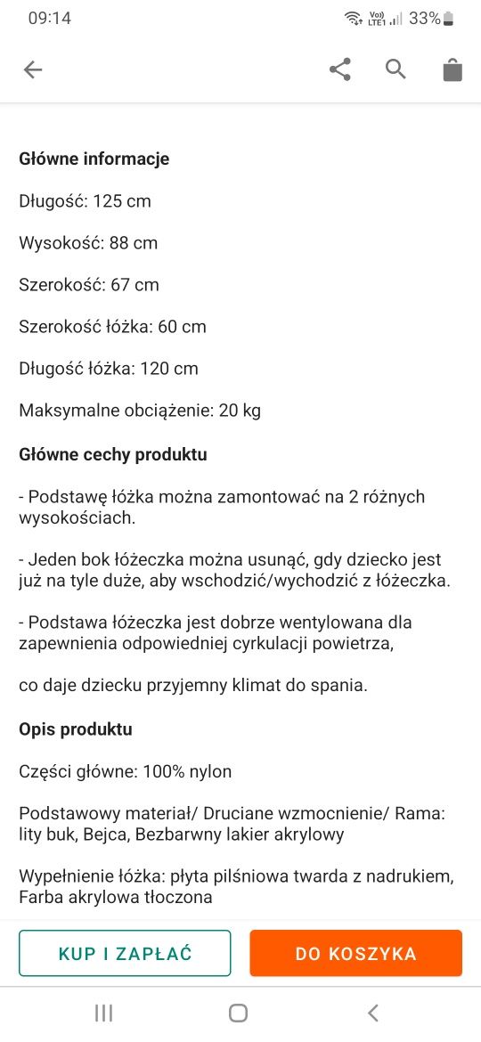 Łóżeczko dzieciece ikea sundvik z materacem