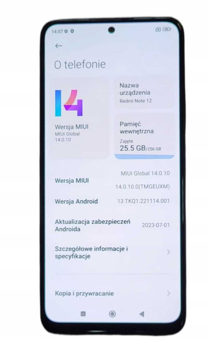 IGŁA xiaomi redmi note 12. Android 13.Pamięć 8+4/256gb.Gwarancja