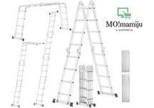 Wielofunkcyjna DRABINA PRZEGUBOWA aluminiowa 4x4 z PODESTEM - Promocja
