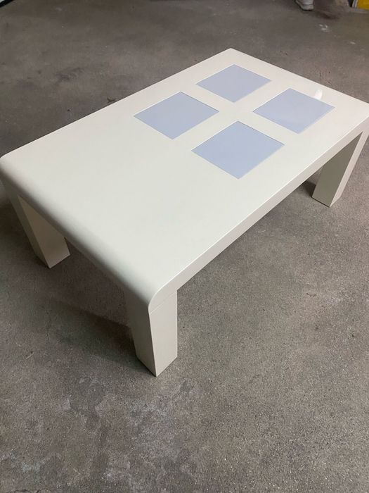 Mesa de Centro Lacada Bege e Cinza - Alto Brilho