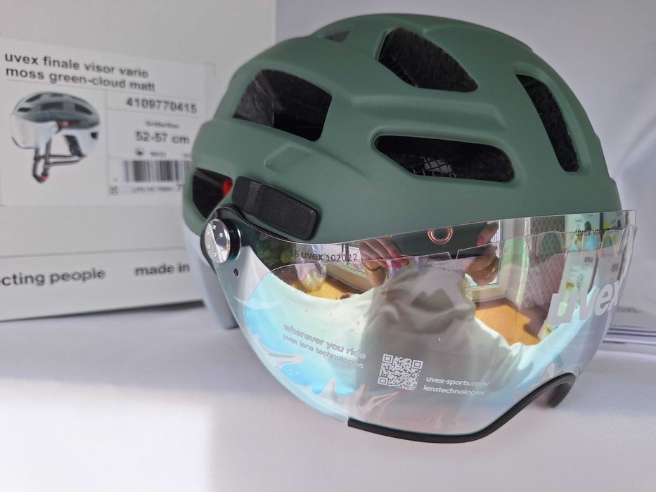 Kask rowerowy Uvex Finale Visor Vario Moss Green Cloud M 52-57cm S1-3