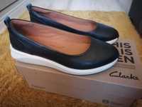 Buty skórzane czarne damskie Clarks 37 baleriny