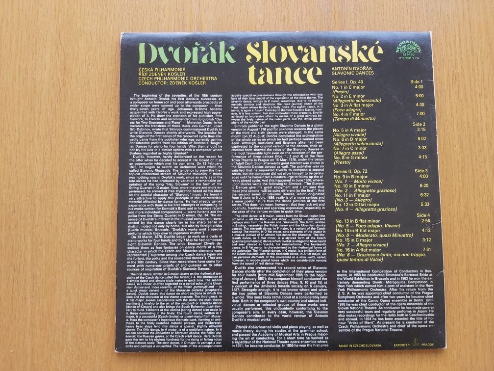 Vinil LP - Slovanské Tance (Slavonic Dances / Slawische Tänze)