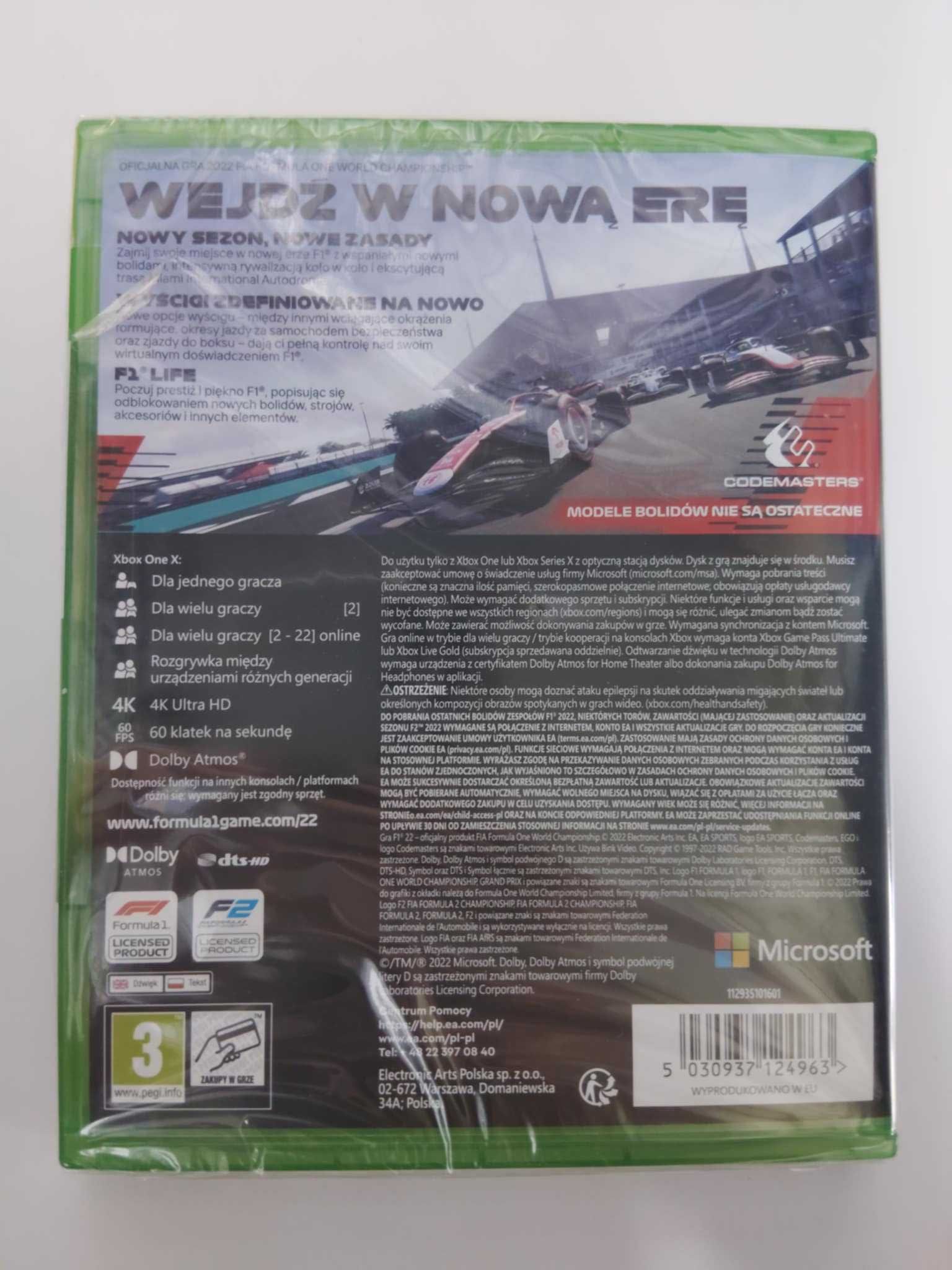NOWA F1 22 Xbox One Polska wersja / Formuła 1 2022