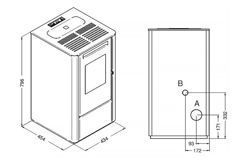 Piec kominek na pellet Thelma 9 kW z nadmuchem złoty
