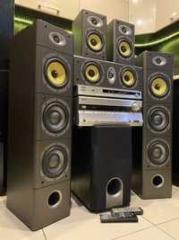 Kino Domowe Amplituner + Dvd Onkyo Kolumny MAudio Subwoofer Aktywny