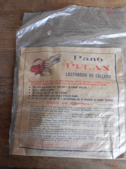 Curiosidade vintage pano antigo Pulax lustrador calçado