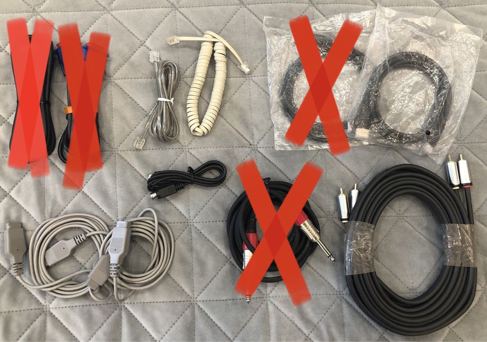 Кабелі mini-hdmi, rj11, svideo, rs-232, коаксіальний аудіо, інші