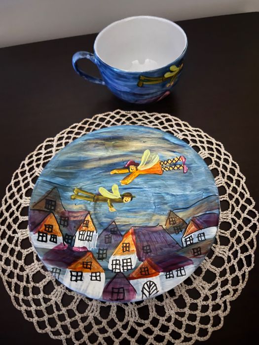 Filiżanki ręcznie malowane - anioły