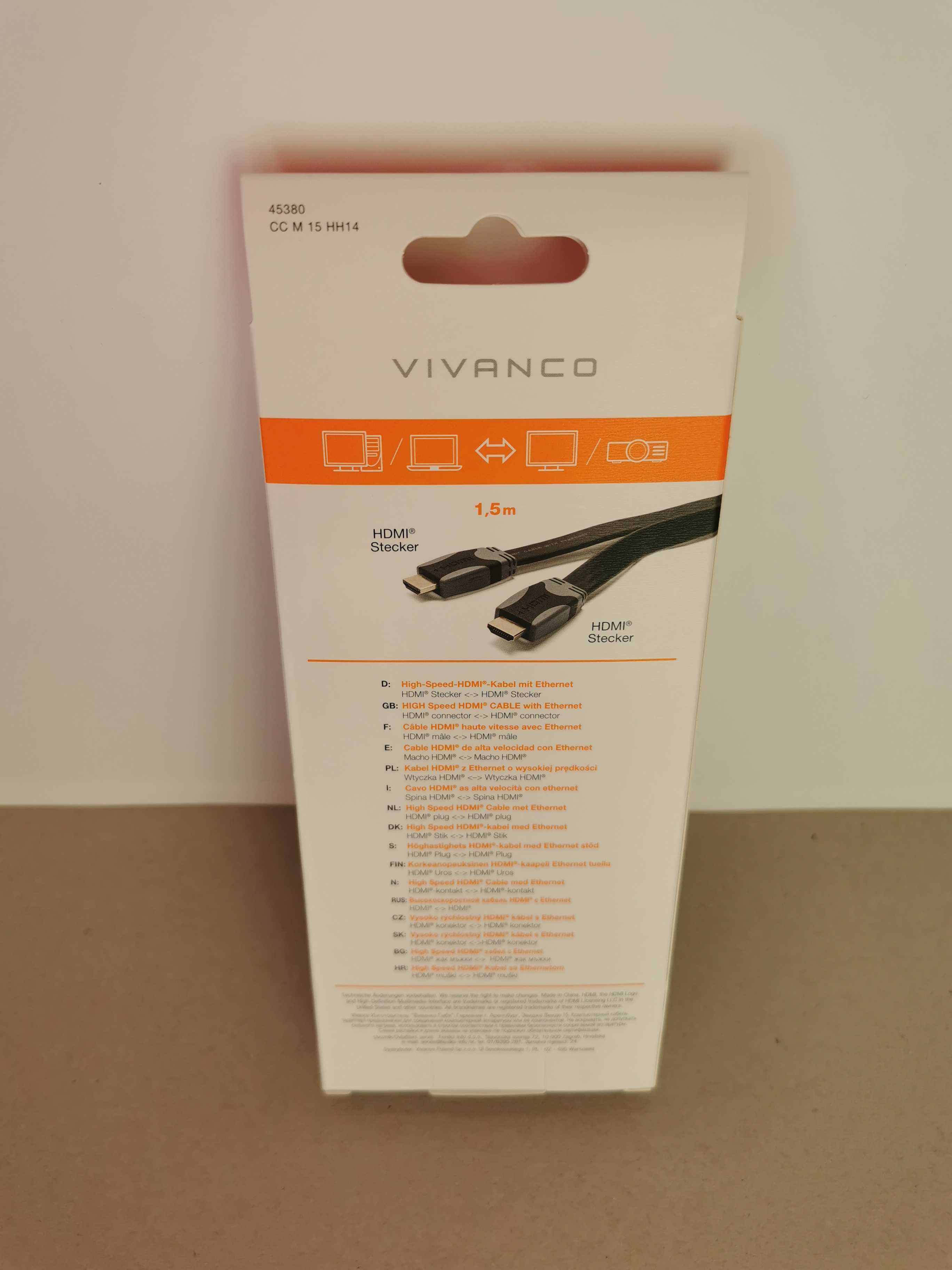 VIVANCO_Плоский високошвидкісний кабель HDMI® з Ethernet, 1,5 м