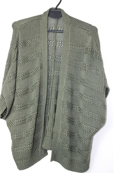 DUNNES damski luźny sweter narzutka KHAKI 44/46 XXL/3XL