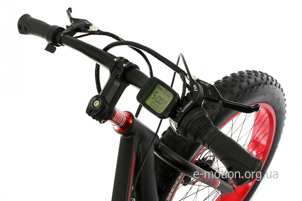 Новый электровелосипед Fatbike, марки E-motion GT, цвет чёрно-красный