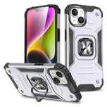 Pancerne etui z uchwytem na palec do iPhone 15 Plus - srebrne