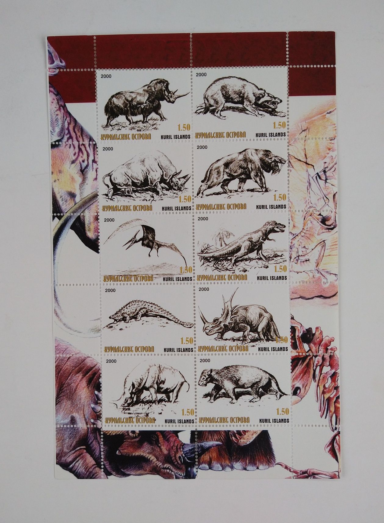 bloczki znaczków dinozaury