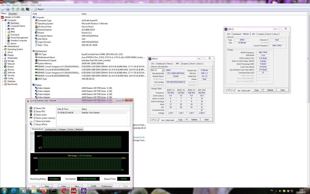Плата сокет 1156 Asus P7P55D-E PRO (для DDR3) + 8-поточ. Xeon X3460