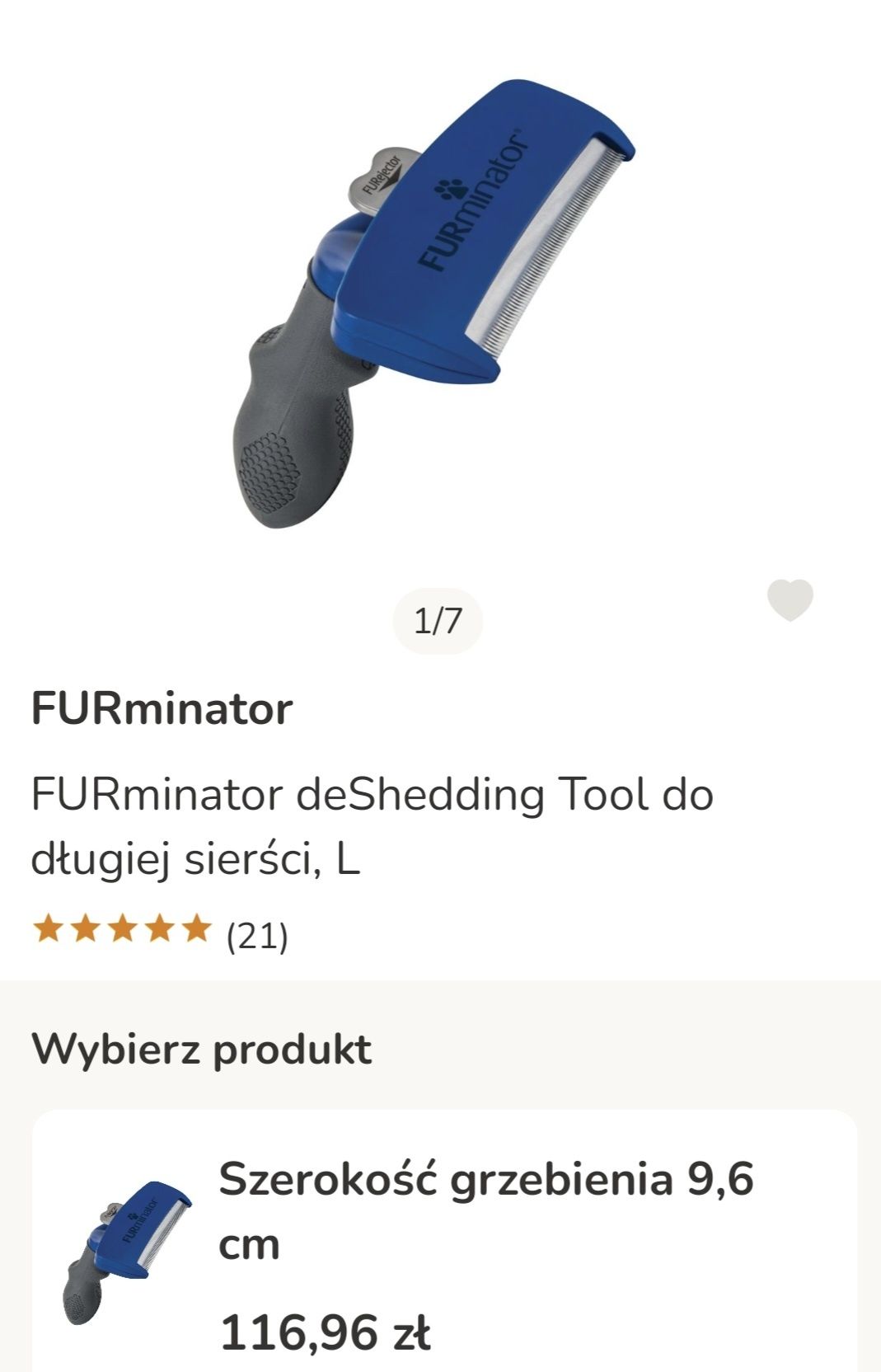 Furminator kot/pies sierść długa L