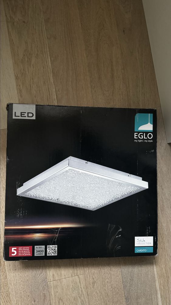 EGLO lampa sufitowa plafon LED chrom kryształki