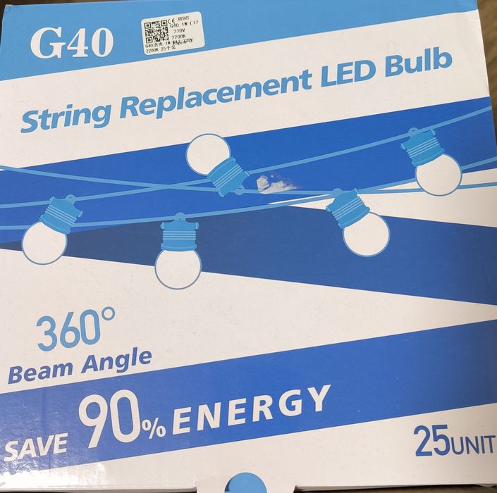 Лампа G40 E12 1w для гірлянди та декоративного освітлення 4шт