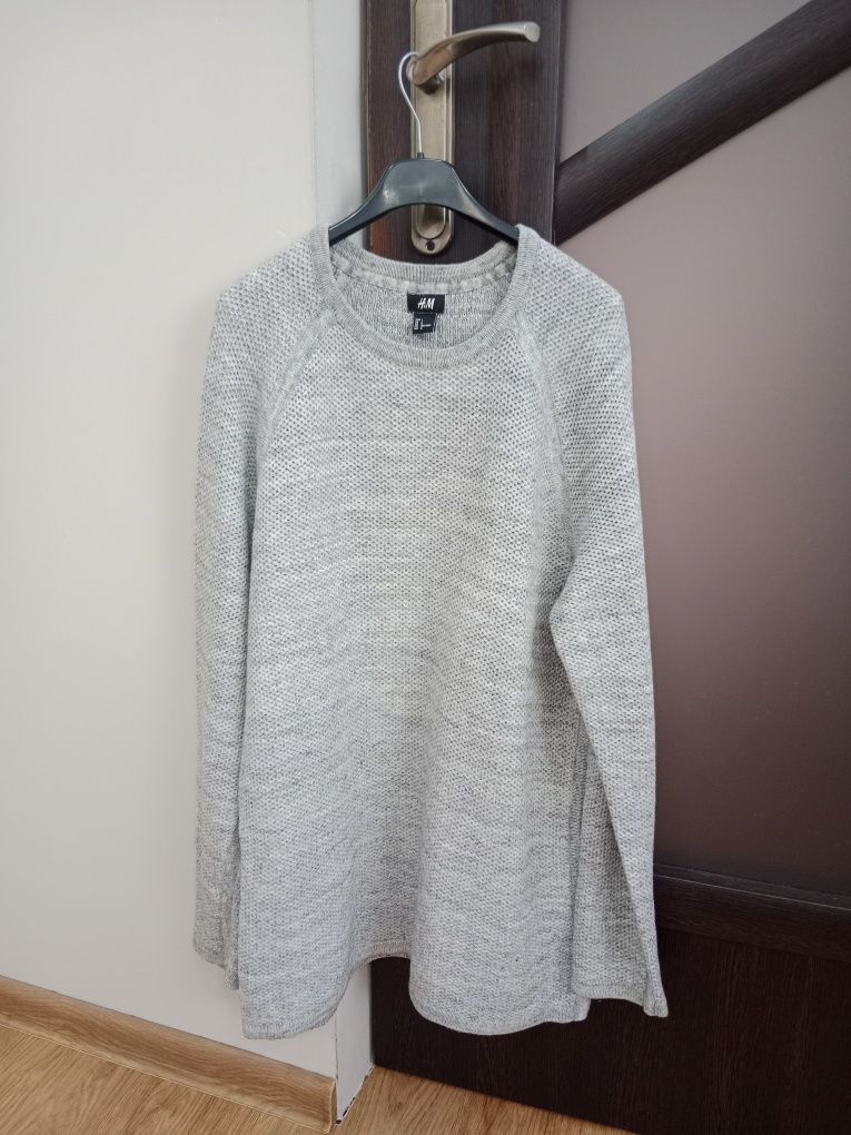 Szary gładki sweter męski h&m L
