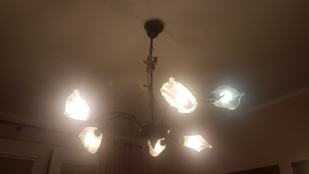 Lampa sufitowa 6 punktowa, ozdobne klosze