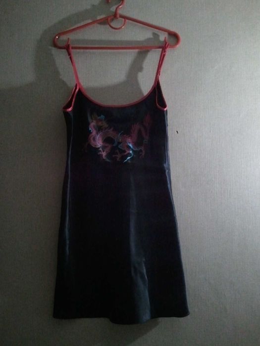 Комбинация Дракон чёрный атлас пеньюар бренд hunkemoller