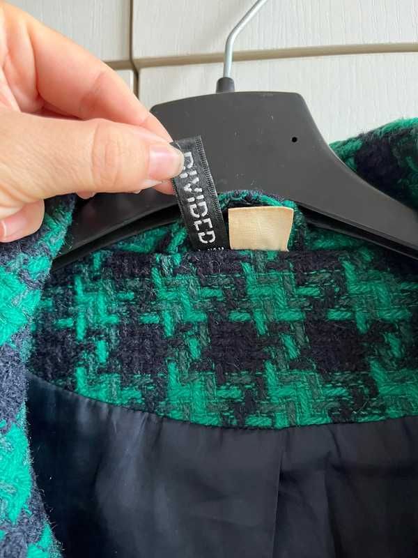 Płaszcz wiosenny H&M w pepitkę 36, 80% wełny