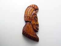 piękna drewniana figura płskorzeźba głowa indianin