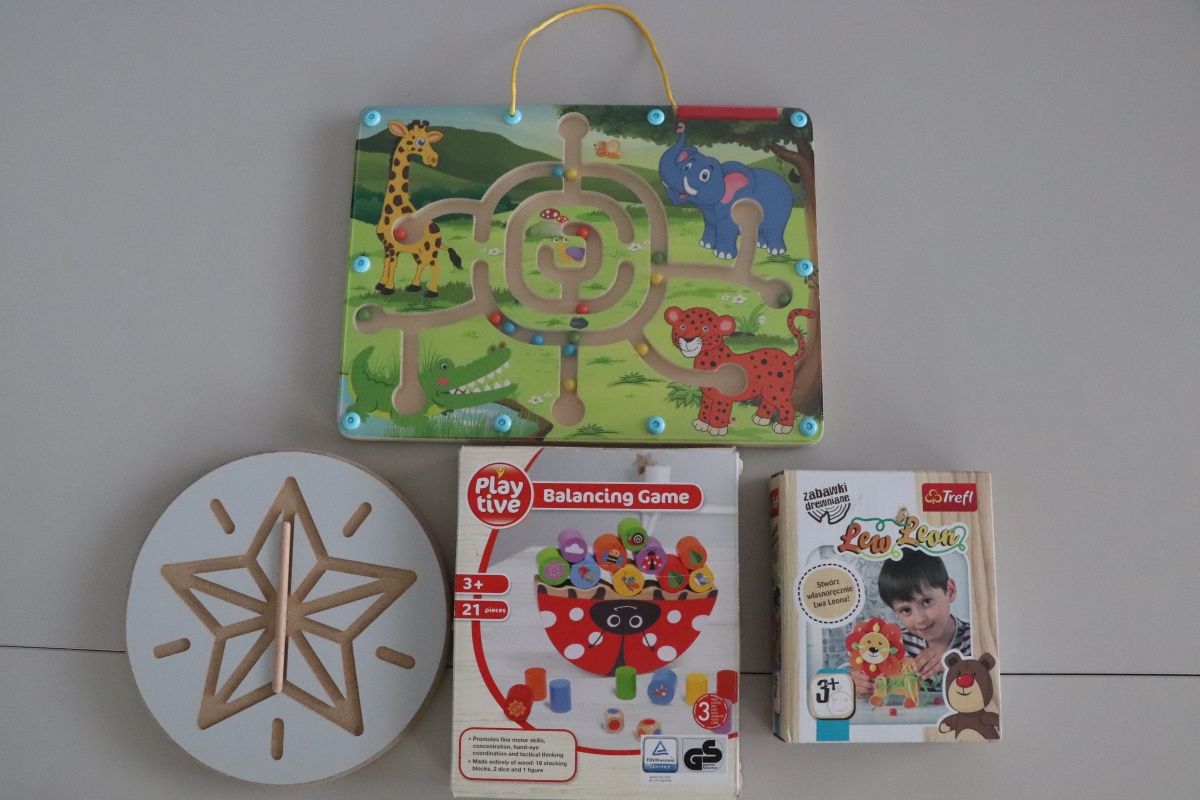 Gry zabawki drewniane montessori / przeplatanka Lew Leon  / balans