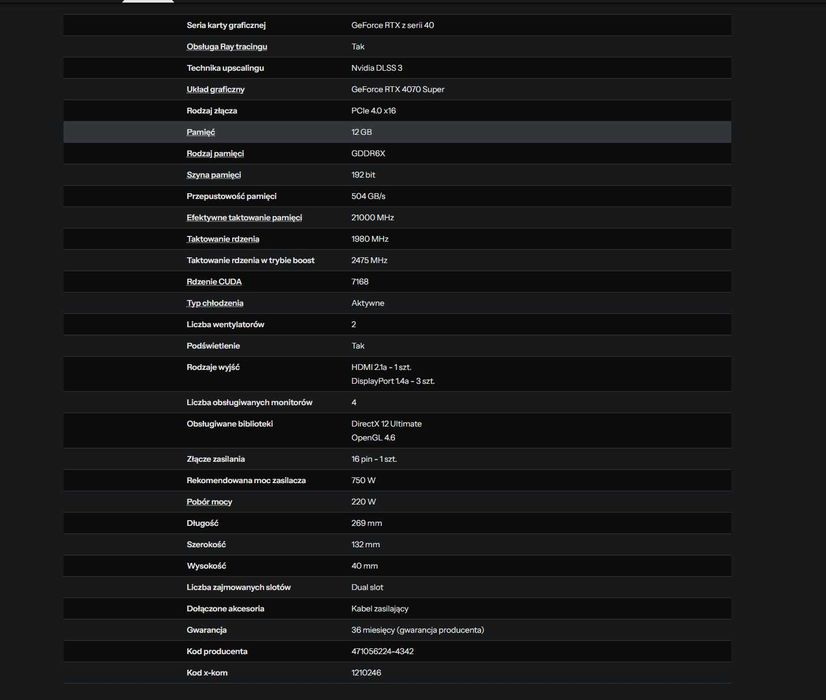 Gainward GeForce RTX 4070 Super Ghost 12GB GDDR6X