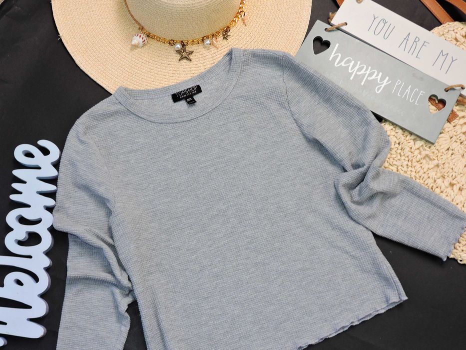 TopShop Szary top bawełna S