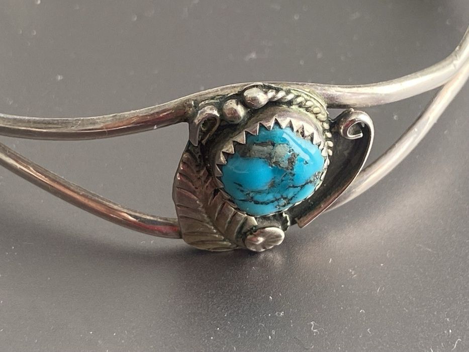 Срібний браслет з натуральною бірюзою 925 .